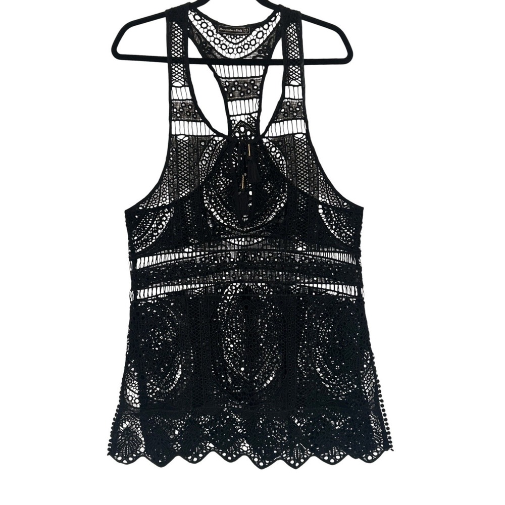 Abercrombie & Fitch Black Crochet Lace Swim Cover Up Medium/Large Beach Festival